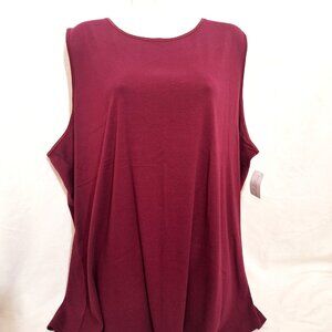 NWT C.J. Banks Knit Tank Top 3X 100% Cotton Scoop Neck Burgundy